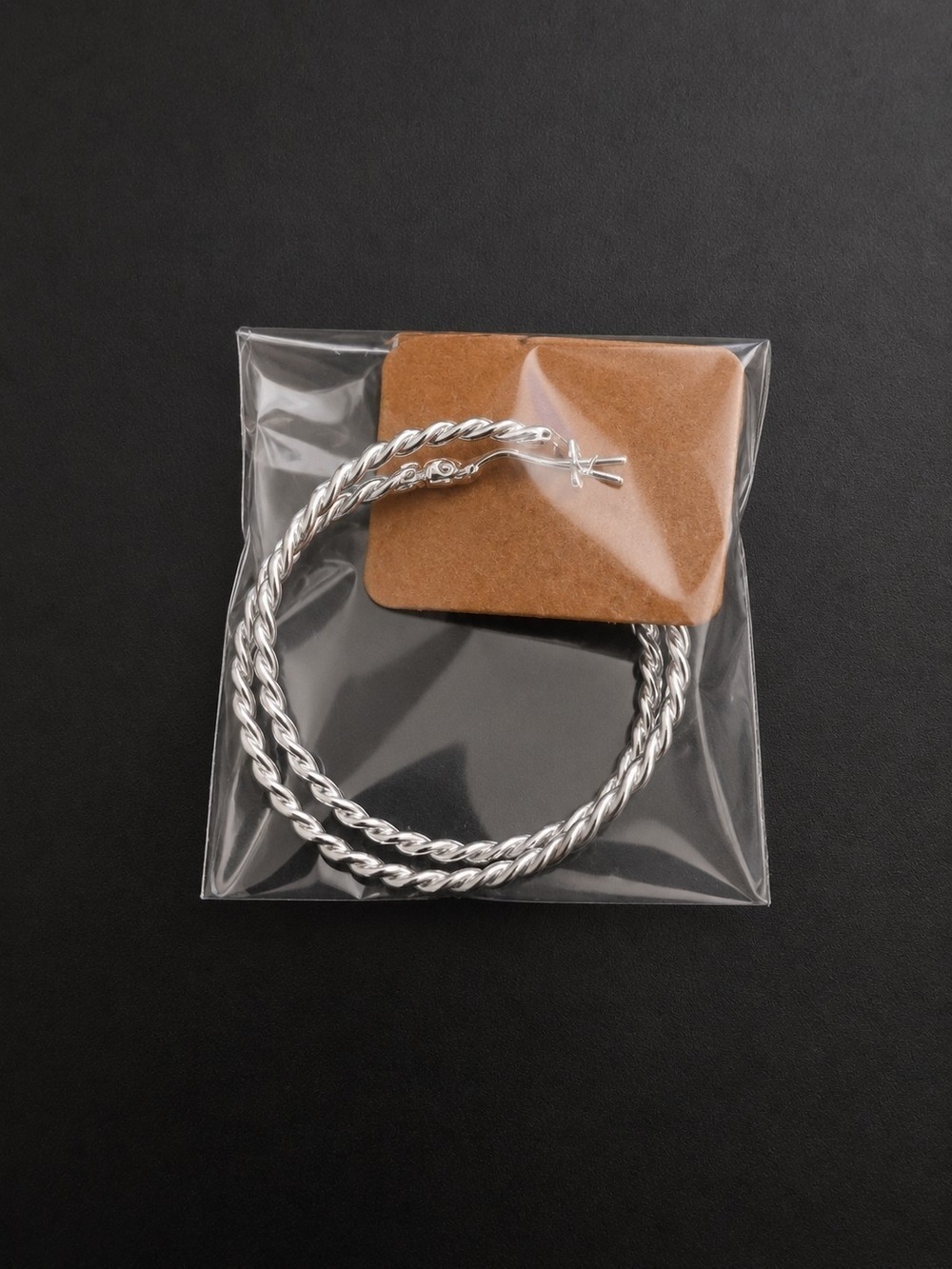 Twist Hoop Earrings - Silver Lightweight Hoop Earrings - Picture 5 of 5
